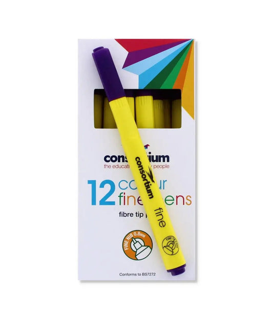 Purple Fine Tip Fibre Pens (12 Pk) (610262) - Printable Heaven