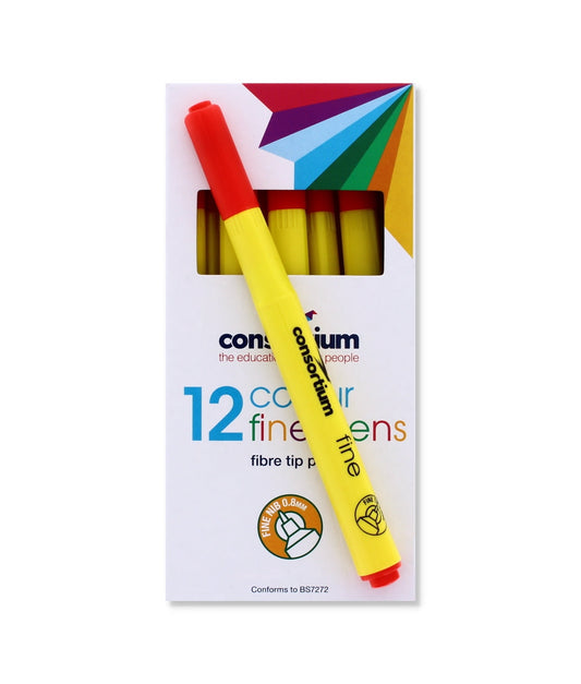 Red Fine Tip Fibre Pens (12 Pk) (610262)