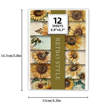 Retro Sunflower Paper Pad (12 Sheets) (PW-WGE6733-01)