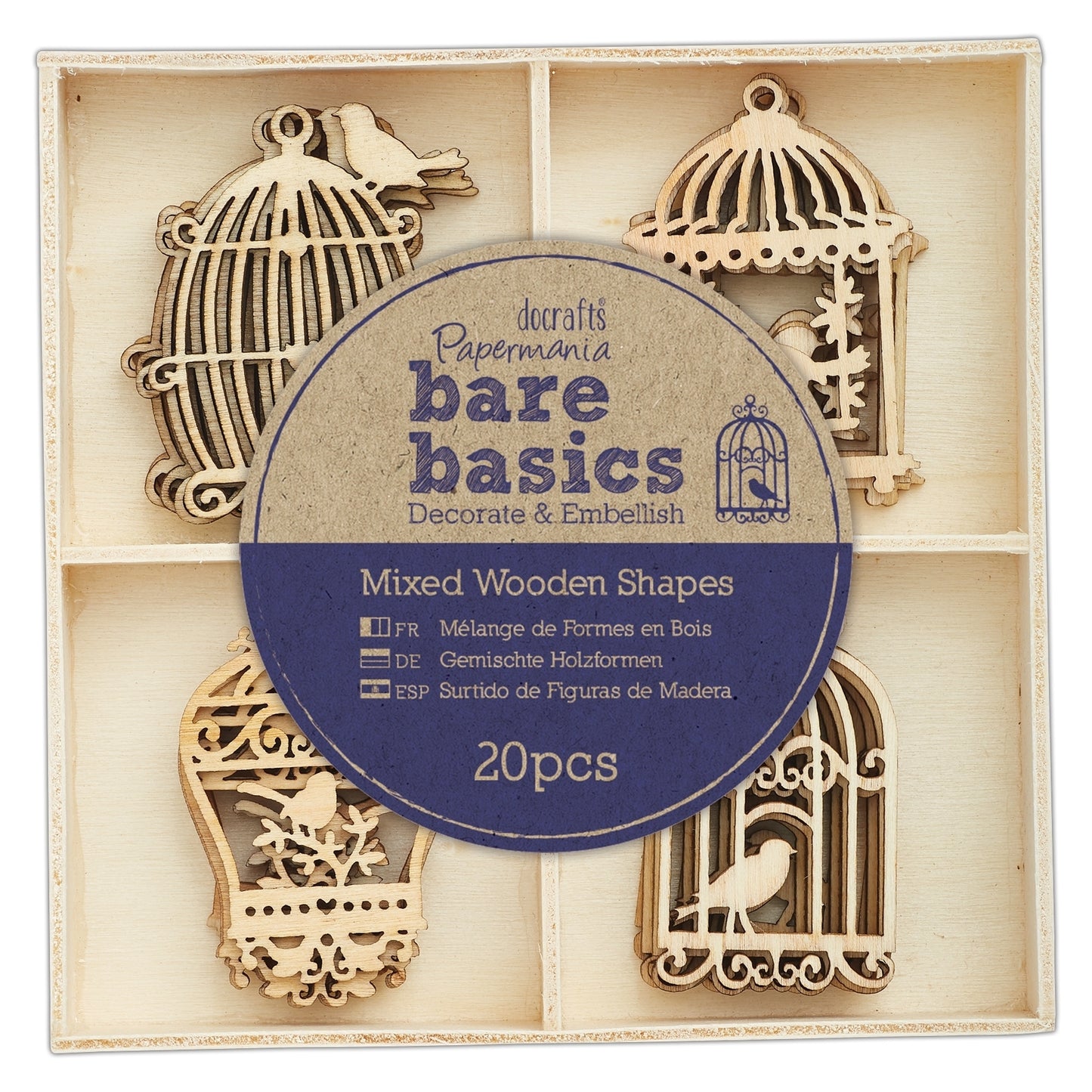 Wooden Shapes (20pcs) - Birdcages (PMA 174693)