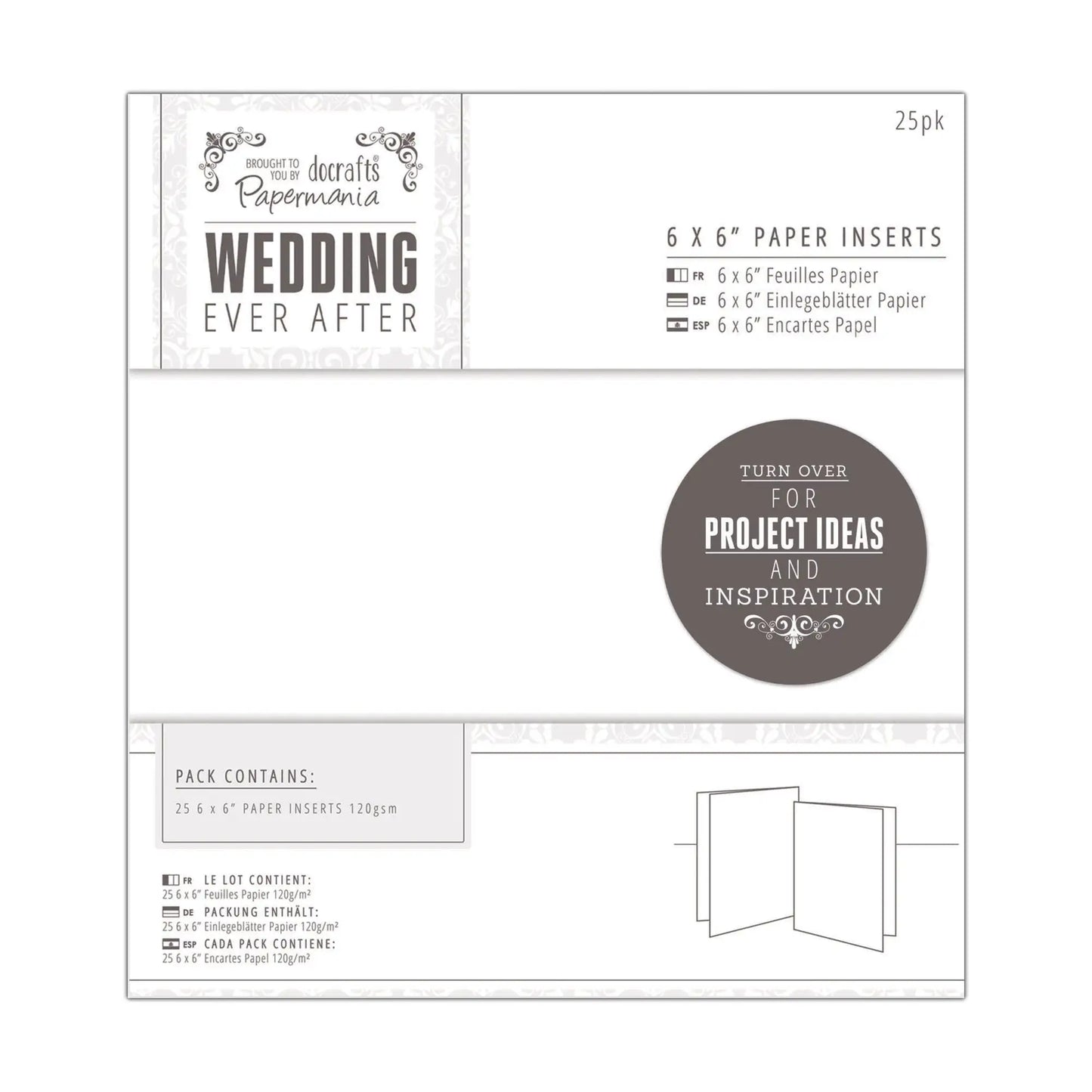 6 x 6" Paper Inserts (25pk) - Wedding White (PMA 158130) - Printable Heaven