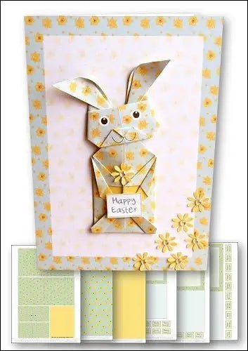 Download - Card Kit - Origami Easter Bunny Pastel Green - Printable Heaven
