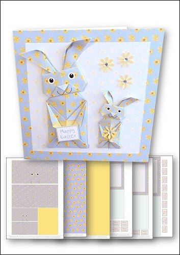 Download - Card Kit - Origami Easter Bunny Blue - Printable Heaven