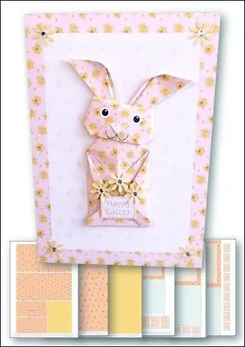 Download - Card Kit - Origami Easter Bunny Pink - Printable Heaven