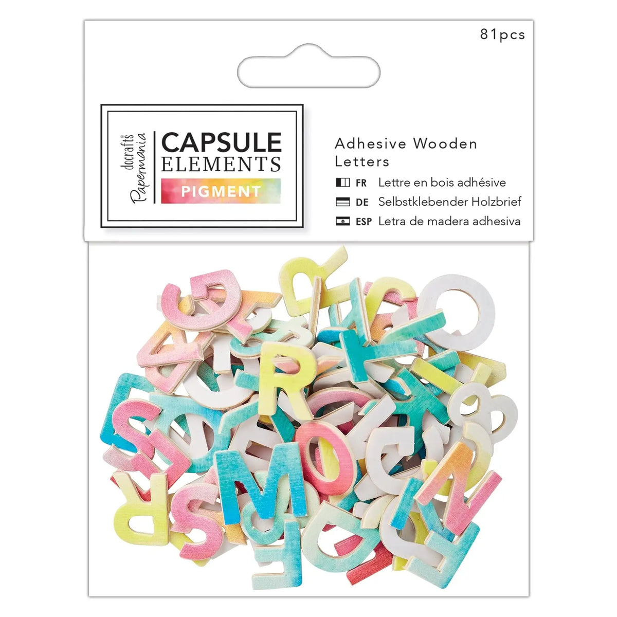 Adhesive Wooden Letters (81pcs) - Elements Pigment (PMA 174684) - Printable Heaven
