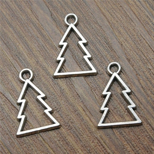 Metal Charms - Hollow Christmas Trees (10)