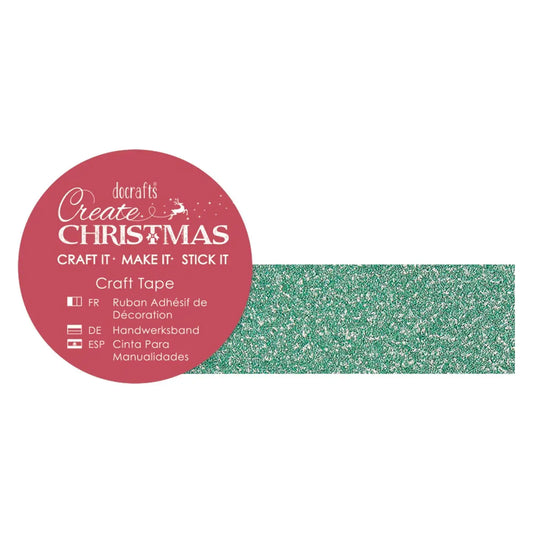 Create Christmas Green Glitter Tape - 5m (1 ROLL) - Printable Heaven