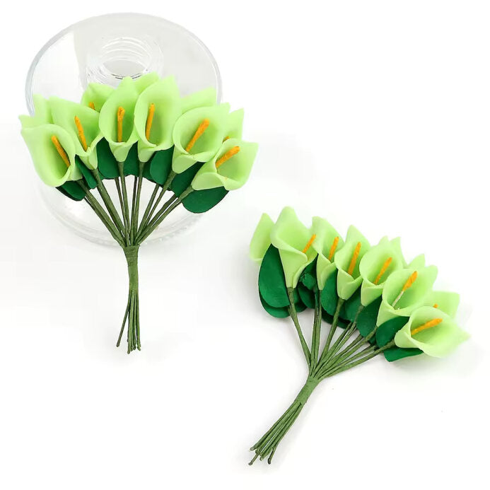 Foam Calla Lilies - Green (Bunch of 12)