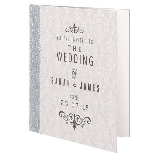 6 x 6" Cards & Envelopes (25pk) - Wedding, Damask 