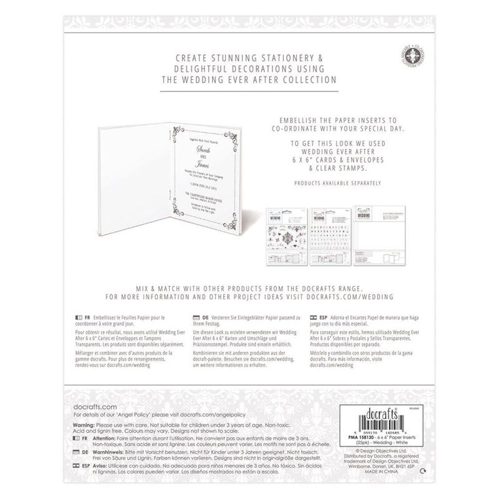 6 x 6" Paper Inserts (25pk) - Wedding White (PMA 158130)