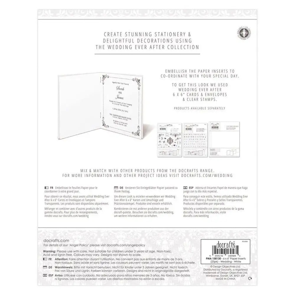 6 x 6" Paper Inserts (25pk) - Wedding White (PMA 158130) - Printable Heaven