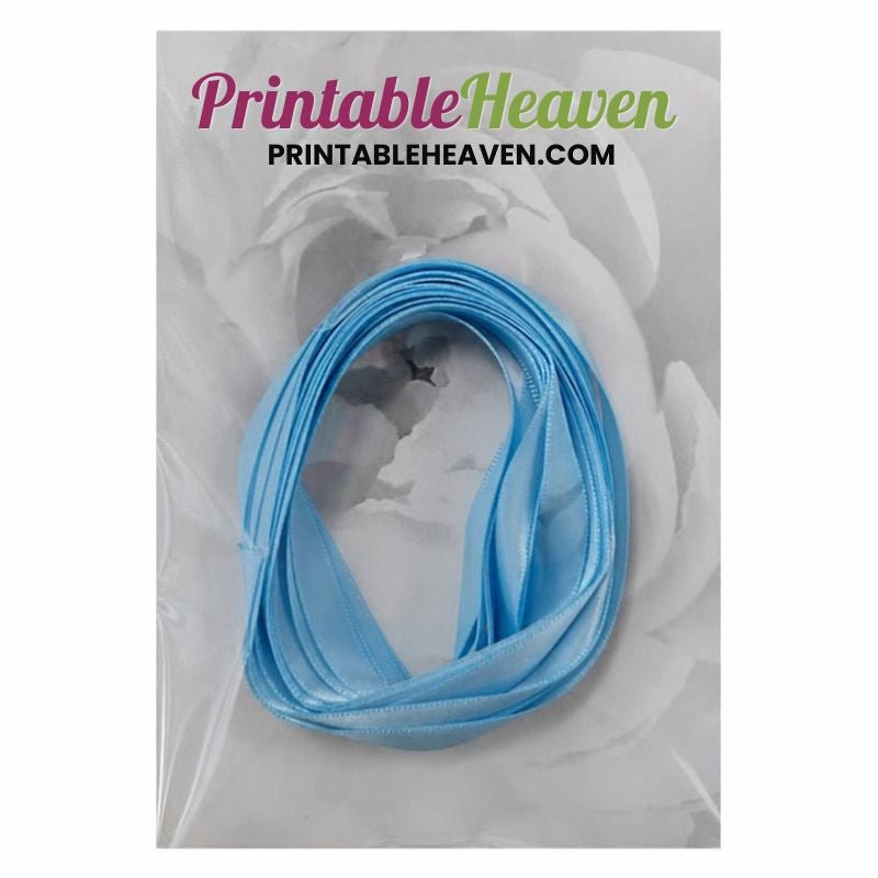 5m Double Faced Satin Ribbon in Light Blue (9mm width) - Printable Heaven