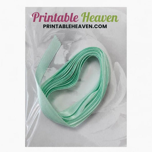5m Double Faced Satin Ribbon in Mint (9mm width) - Printable Heaven