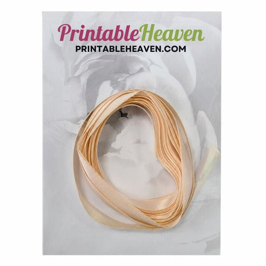 5m Double Faced Satin Ribbon in Nude (9mm width) - Printable Heaven