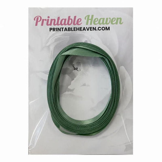 5m Double Faced Satin Ribbon in Sage Green (9mm width) - Printable Heaven