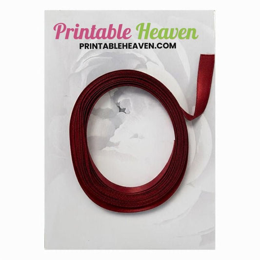 5m Double Faced Satin Ribbon in Wine (9mm width) - Printable Heaven