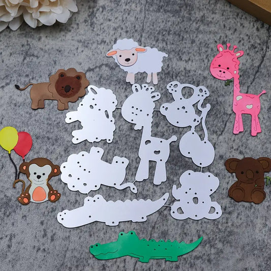 Printable Heaven Large Cutting Die, Six Cute Animals (6pcs) (A058)