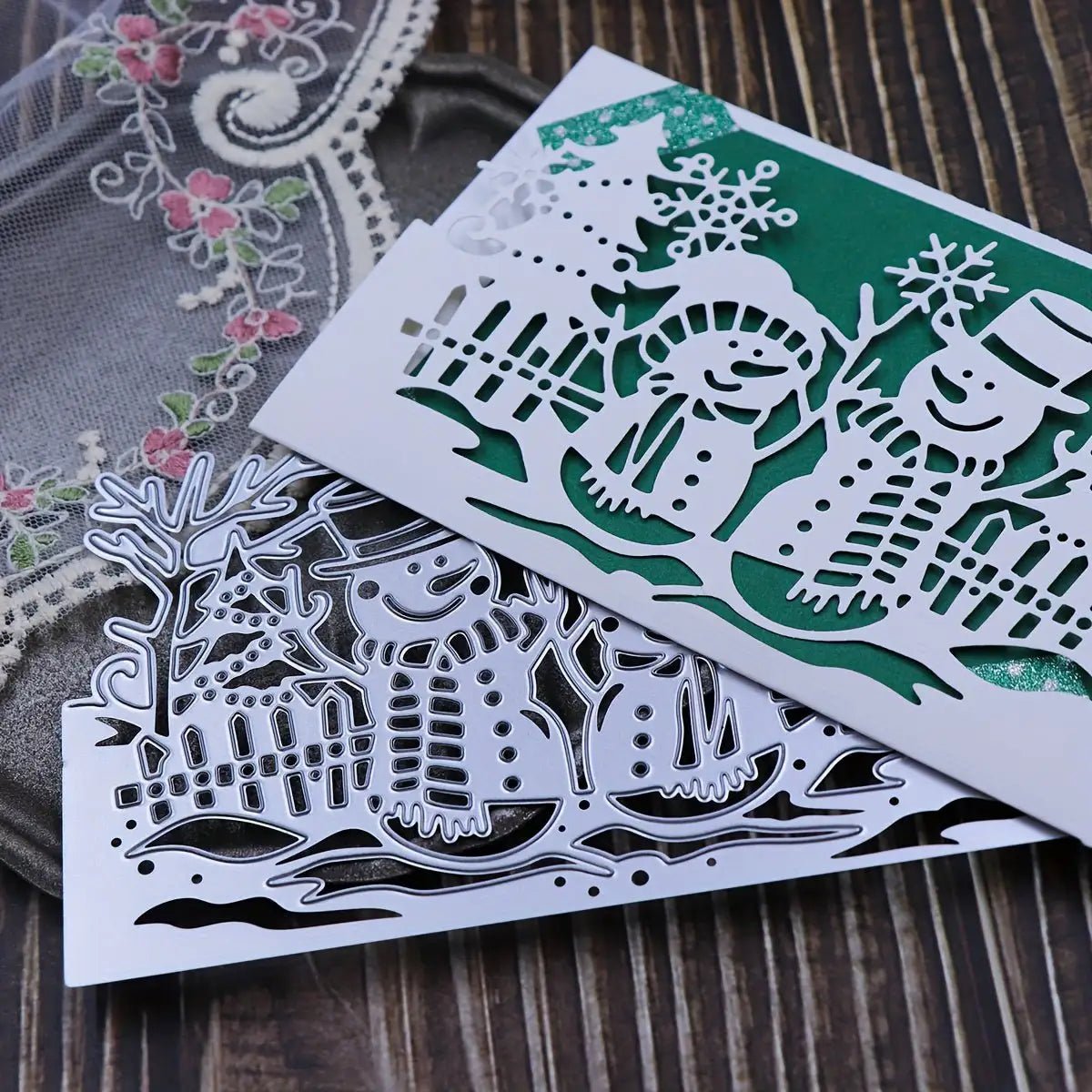 Printable Heaven Large Cutting Die Jolly Snowmen Christmas Garden Scene (A086) - Printable Heaven