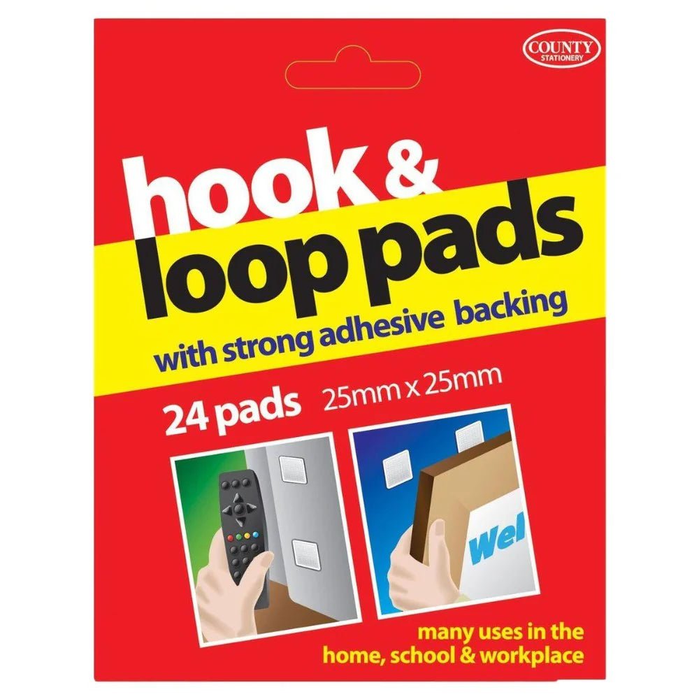 County Hook & Loop Pads 25 X 25mm - Printable Heaven