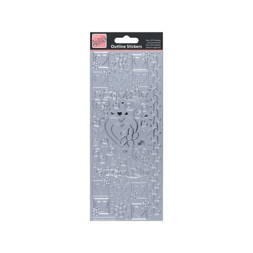 Anita's Outline Stickers - Hearts - Silver (ANT 8101307 )