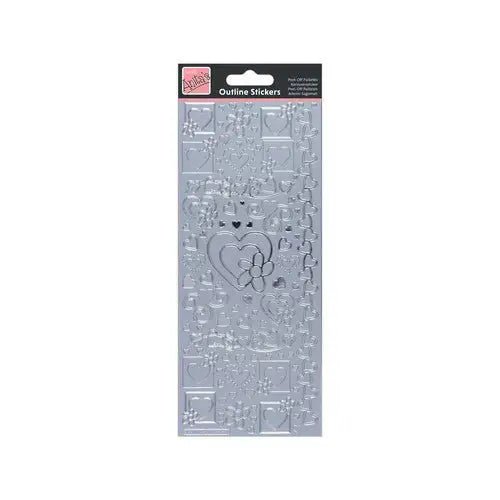 Anita's Outline Stickers - Hearts - Silver (ANT 8101307 ) - Printable Heaven