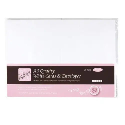 A5 White Cards & Envelopes (25pk) (ANT 1514020) - Printable Heaven