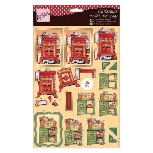 Foiled Decoupage - Cosy Christmas Stove (ANT 169863) - Printable Heaven