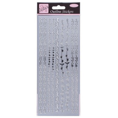 Outline Stickers - Floral Borders - Silver (ANT 8101021)