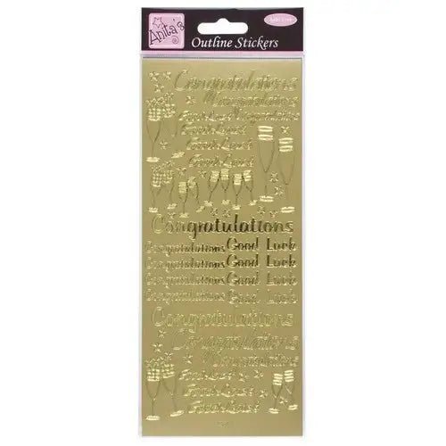 Outline Stickers - Congratulations - Gold (ANT 8101118) - Printable Heaven