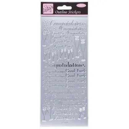 Outline Stickers - Congratulations - Silver (ANT 8101119) - Printable Heaven