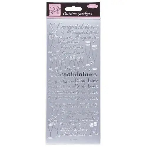Outline Stickers - Congratulations - Silver (ANT 8101119) - Printable Heaven