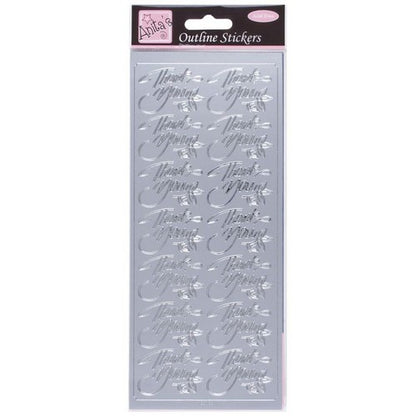 Outline Stickers - Elegant Thank You - Silver (ANT 8101217)