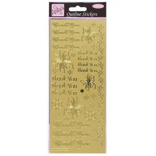Outline Stickers - Thank You - Gold (ANT 8101218) - Printable Heaven