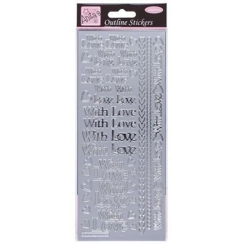 Outline Stickers -  With Love - Silver (ANT 8101221)