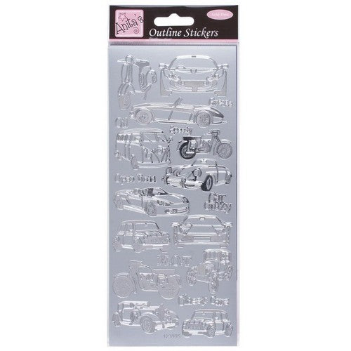 Outline Stickers -  Car Collection - Silver (ANT 8101315)