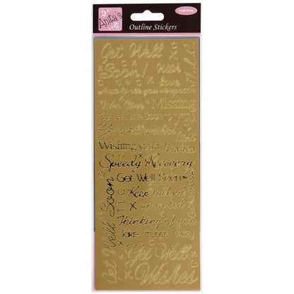 Outline Stickers -  Get Well Soon - Gold (ANT 8101502)