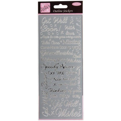 Outline Stickers -  Get Well Soon - Silver (ANT 8101503)