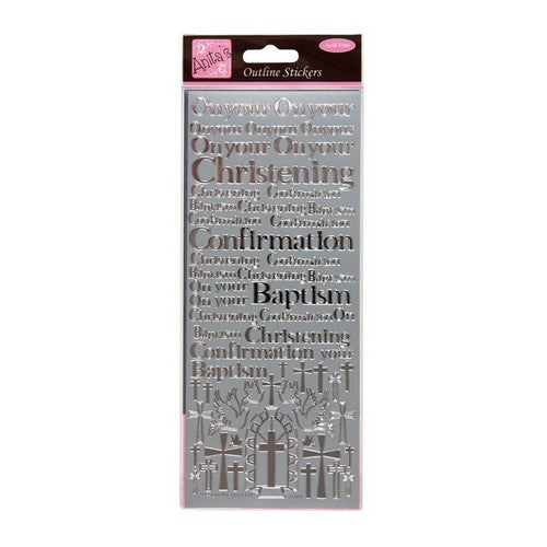 Outline Stickers -  Christening & Baptism - Silver (ANT 8101531)