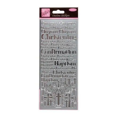 Outline Stickers - Christening & Baptism - Silver (ANT 8101531) - Printable Heaven