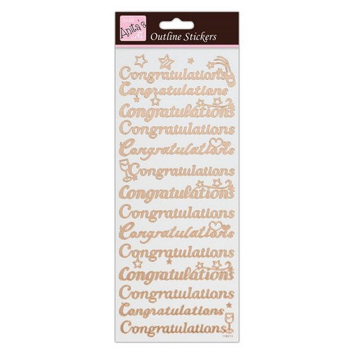 Anita's Outline Stickers - Congratulations - Rose Gold on White (ANT 810259 )