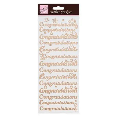 Anita's Outline Stickers - Congratulations - Rose Gold on White (ANT 810259 ) - Printable Heaven