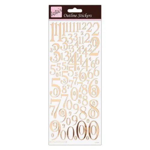 Anita's Outline Stickers - Mixed Numbers - Rose Gold On White (ANT 810291 ) - Printable Heaven
