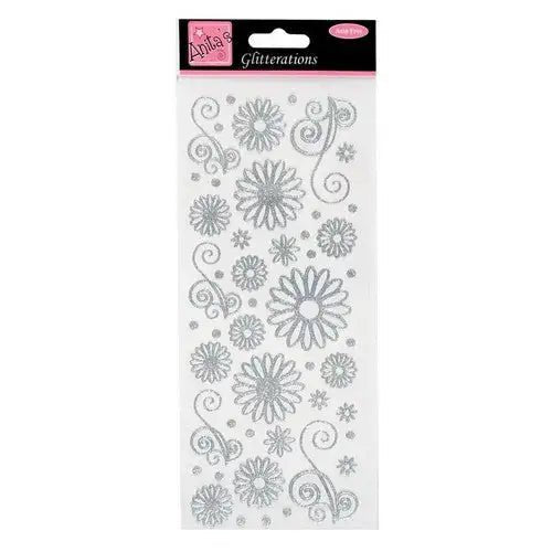 Anita's Glitterations - Flowers - Silver (ANT 8181021 ) - Printable Heaven