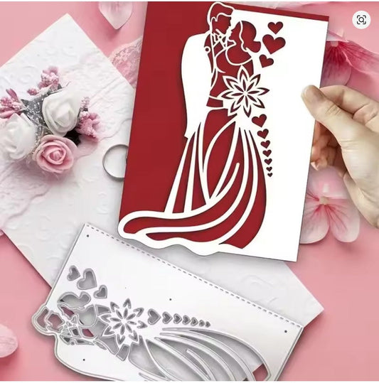 Printable Heaven Large  Cutting Die Card Front Wedding Bride and Groom (B075)