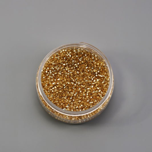 2mm Clear/Gold Lined Glass Seed Beads