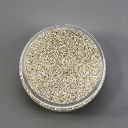 2mm Clear/Silver Lined Glass Seed Beads