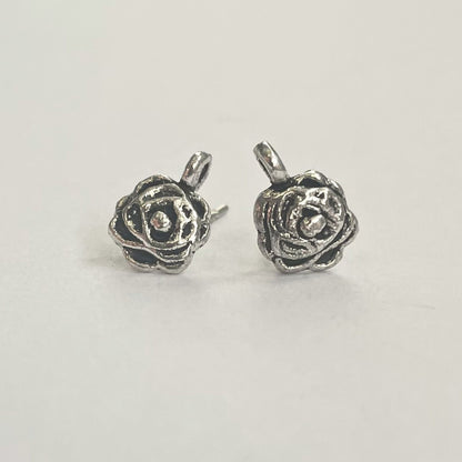 Firemountain Pewter Rose Earring Stud 8x7mm (10 Pairs) (9422FY) - Printable Heaven