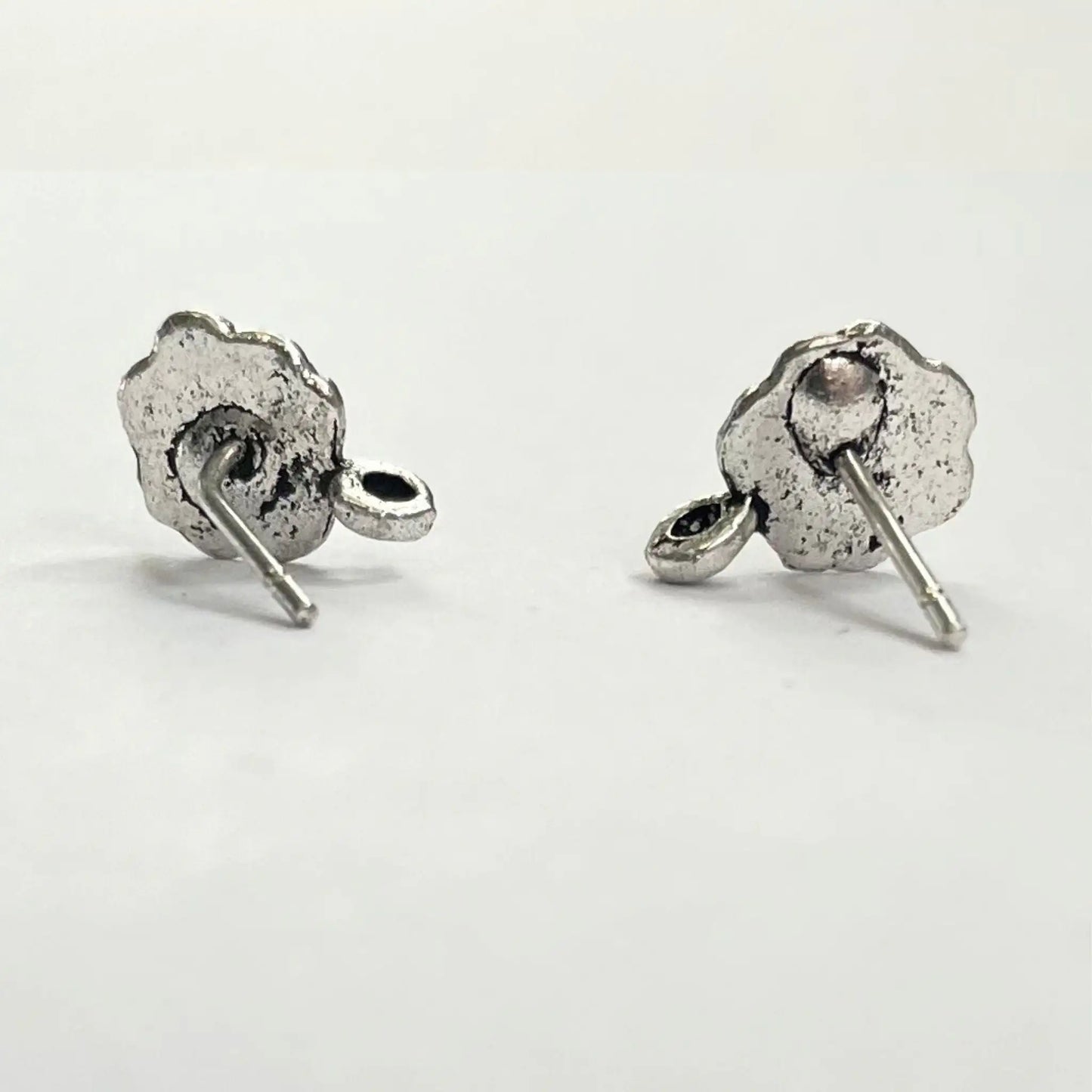 Firemountain Pewter Rose Earring Stud 8x7mm (10 Pairs) (9422FY) - Printable Heaven