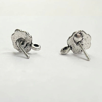 Firemountain Pewter Rose Earring Stud 8x7mm (10 Pairs) (9422FY) - Printable Heaven