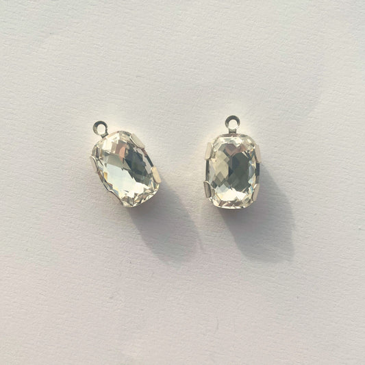 Swarovski 4568 14x10 Crystal/Silver Stone In Pendant Setting (10pcs) (S456814X10SCRY)